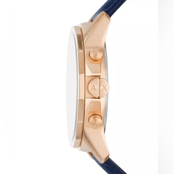 Men's Chronograph Blue Leather Strap Watch 44mm - Picture 4 of 4